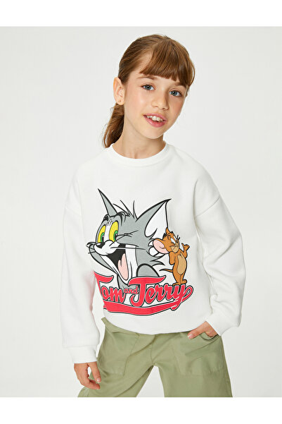 Koton Лицензиран суичър Tom and Jerry с вдигнато кръгло деколте с дълъг ръкав