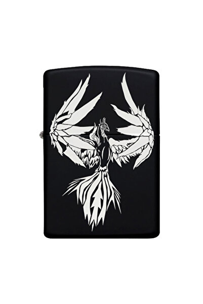 Melek Pazarı Anka Kuşu Desenli Kişiye Özel İsimli Zippo Çakmak Benzinli Siyah...