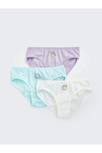 LC Waikiki LCW Kids Ecru Imprimat Bumbac Chiloți Fete Pachet 3