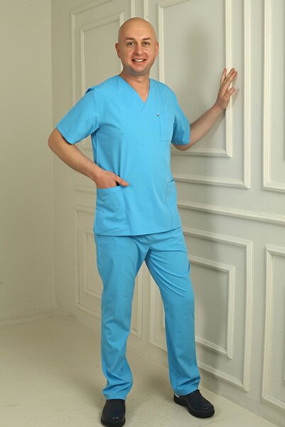 demirbaş بدلة رجالية قماش قابل للتمدد ذات ياقة مغلفة باللون الفيروزي