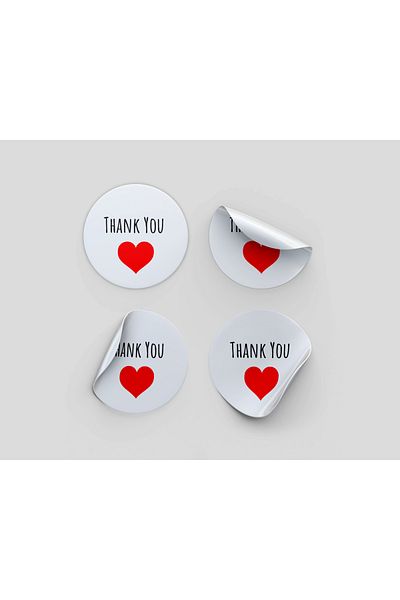 s'he design 96Pcs 3X3 Thank You Sticker with Heart Thank You Written Round Packaging and Gift Sticker Label