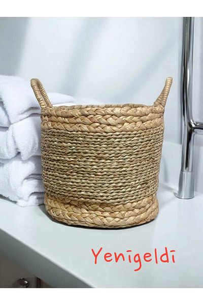 Yenigeldi 26*30 см Кръгла декоративна плетена кошница - 1 брой с дръжка Ново 240005 или