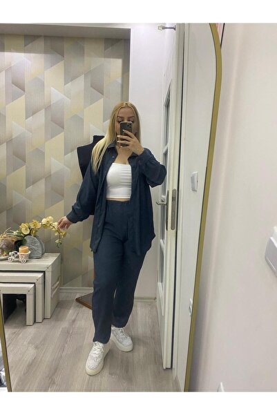 SUSEEMODA Fitilli Kadife İkili Takım Gri