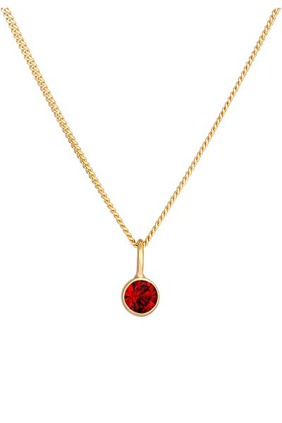 ELLI Necklace Ladies Pendant Solitaire Round Red With Crystal In 925 Sterling Silver