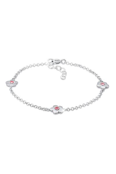 ELLI Bratara Copii Flori Filigran Cu Cristale Roz In Argint Sterling 925