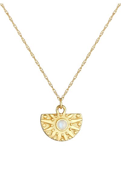 ELLI Vintage-Halskette für Damen – Sun Trend, 925 Sterling-Premium-Halskette mit Mondstein