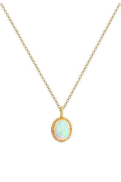 ELLI Necklace Ladies Pendant Vintage Trend Blogger With Synthetic Opal In 925 Sterling Silver Gold-plated