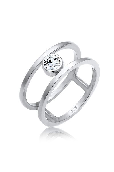 ELLI Inel Premium Inel de damă Solitaire dublu radiant cu cristale din argint 925