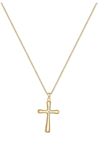 ELLI Necklace Women Cross Pendant Classic with Diamond (0.03 ct) in 925 Sterling Silver