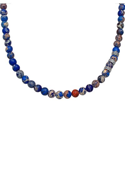 KUZZOI Halskette Herren Beads Steine mit Achat in 925 Sterling Silber