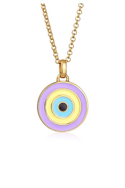ELLI Necklace Ladies Disc Pendant Evil Eye Pastel Trend With Enamel In 925 Sterling Silver Gold Plated