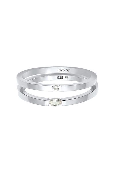 ELLI Dámský prsten Solitaire Marquise Bageta brus s krystaly kubické zirkony ze stříbra 925