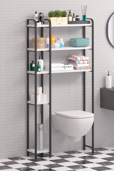 EGEMEV Wc Arkası çok amaçlı Banyo Düzenleyici Klozet Rafı Klozet Üstü Raf Ve fırçalık Havluluk