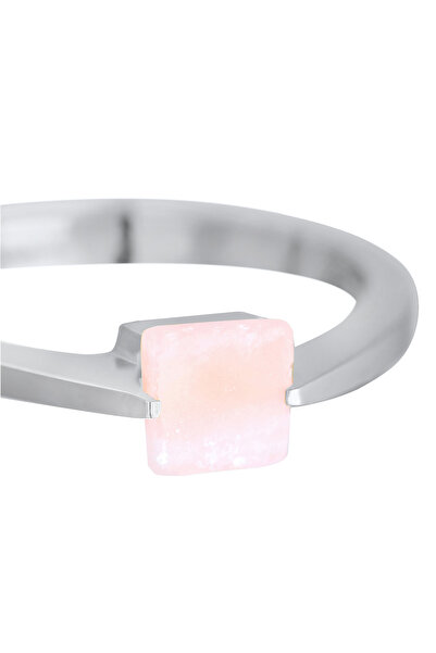 ELLI Dámský prsten se čtvercovým solitérem s drahokamem křemen ze sterlingového stříbra 925, pozlacený