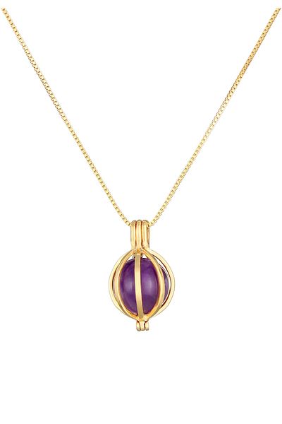 ELLI Necklace Ladies Ball Pendant Violet Trend With Amethyst In 925 Sterling Silver Gold Plated