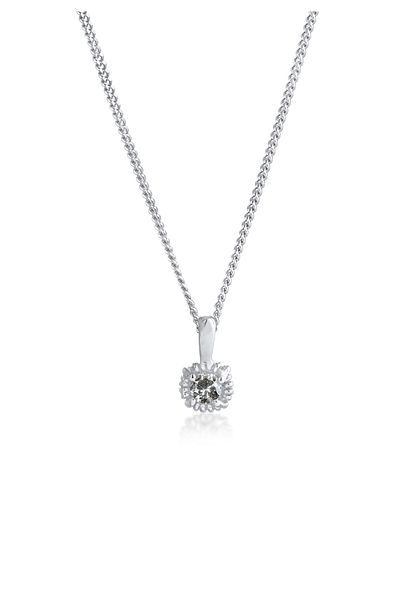 ELLI Halskette Damen Solitär Anhänger Salz Pfeffer mit Diamant (0,11 CT.) in 925 Sterling Silber