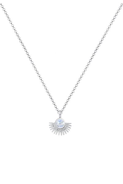 ELLI Halskette Damen Fächeranhänger mit Mondstein aus 925 Sterling Silber