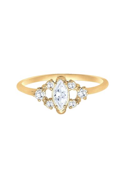 ELLI Ring Women Floral Motif Playful With Zirconia Crystals In 925 Sterling Silver