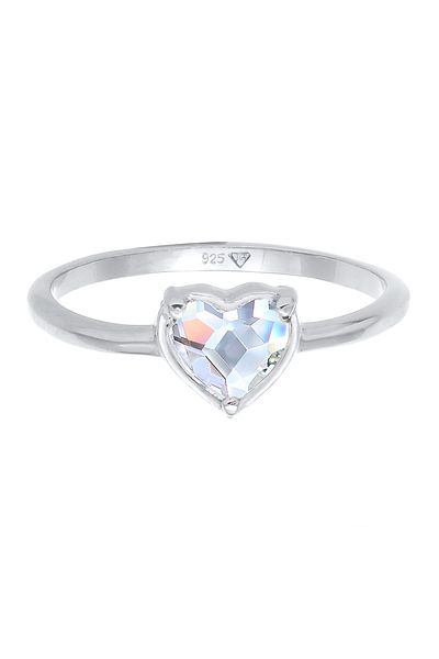 ELLI Inel De Logodnă Inimă De Damă Cu Cristal În Argint Sterling 925