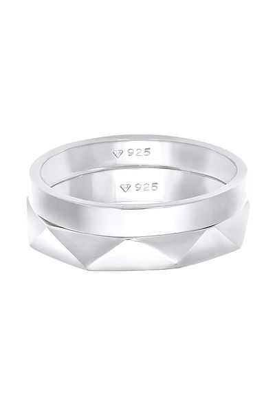 ELLI Inel Femeie Basic Hexagon ciocanat În Argint Sterling 925