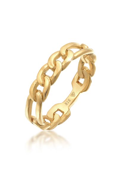 ELLI Ring Ladies Band Ring Figaro Links Design Chunky Trend In 925 Sterling Silver