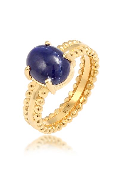 ELLI Ring Woman Bandring Elegant With Lapis Lazuli Gemstone In 925 Sterling Silver Gold Plated
