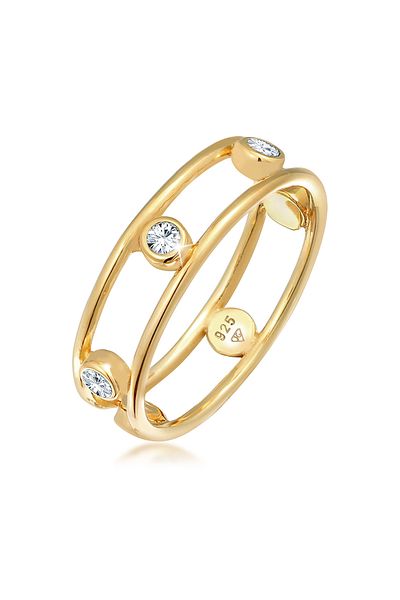 ELLI Damenring – Doppelt auffälliges 925er-Sterlingsilber mit exquisitem Kristall