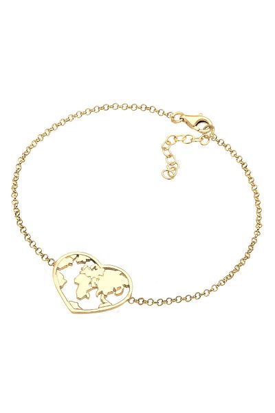ELLI Bracelet Heart Globe Symbol In 925 Sterling Silver