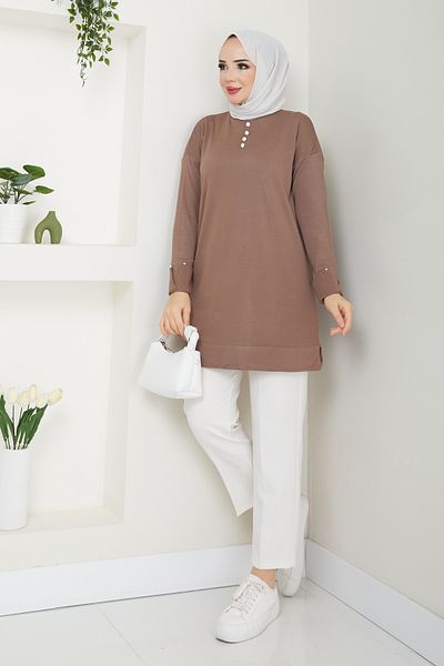Pamuk Butik Γυναικείο Πλεκτό Μερσεριζέ με Λεπτομέρεια Πέτρας