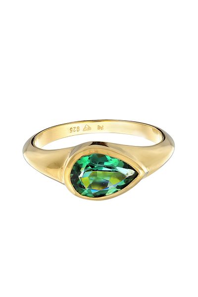 ELLI Ring Premium Ring Ladies Signet Trend With Quartz Gemstone In 925 Sterling Silver Gold Plated
