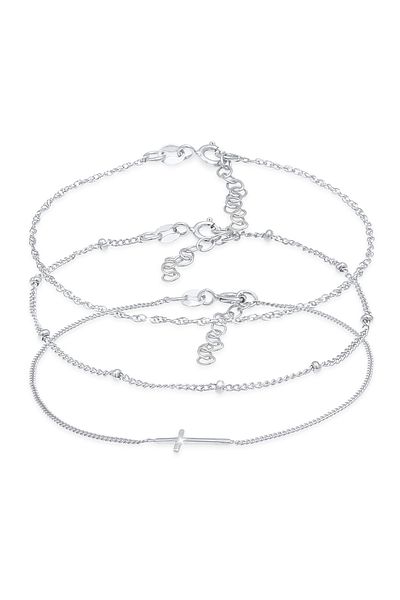 ELLI Dámský náramek Twisted Ball Cross Design Set Of 3 In 925 Sterling Silver