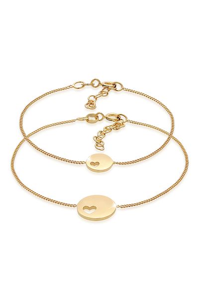 ELLI Bracelet Ladies Plate Heart Mother Child Set In 925 Sterling Silver