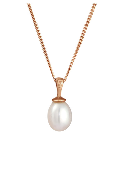 ELLI Dámský nadčasový filigránový náhrdelník se sladkovodní kultivovanou perlou ze sterlingového stříbra 925, pozlacený