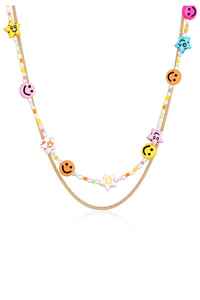 ELLI Necklace Ladies Layer With Smiling Face Trend With Freshwater Cultured Pearls 925 Sterling Silver Go