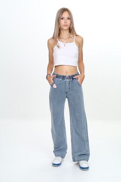 Pantulux Pantaloni de blugi pentru copii, 100% bumbac, cu talie elastică