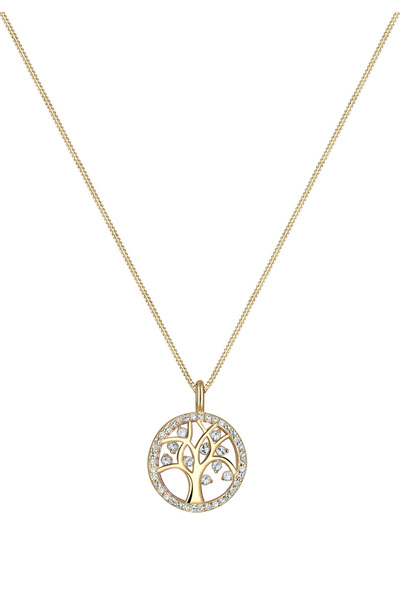 ELLI Halskette Damen Lebensbaum Anhänger schlicht mit Kristallen in 925 Sterling Silber