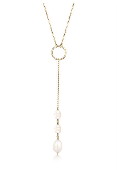 ELLI Necklace Y-shape Geo Pendant Freshwater Cultured Pearls 925 Sterling Silver Gold Plated