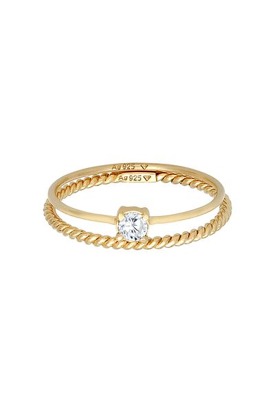 ELLI Ring Ladies Band Ring Set Twisted Trend Blogger With Zirconia Stone In 925 Sterling Silver