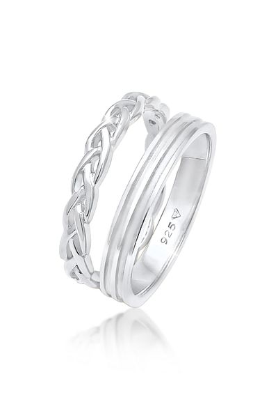 ELLI Inel Band Ring Duo Set Basic Plait Nod Trend În argint 925