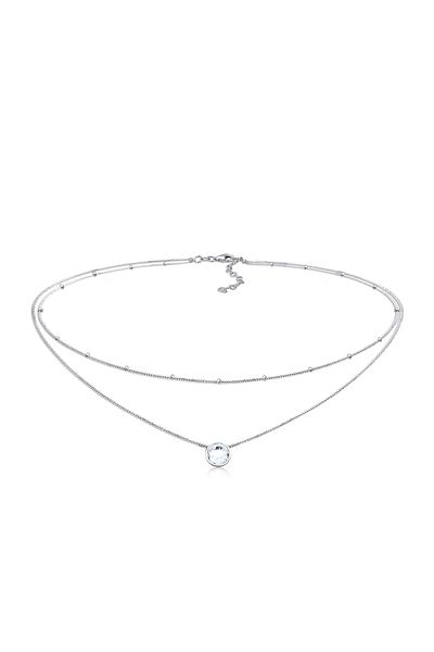 ELLI Náhrdelník Ladies Choker Layer Balls with Crystals in 925 Sterling Silver