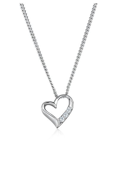 ELLI Halskette Damen Herz-Anhänger Eternity mit Diamanten (0,045 CT.) in 925 Sterling Silber
