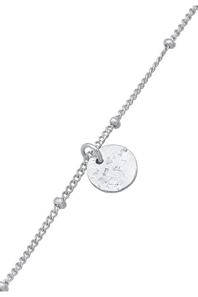 ELLI Bracelet Ladies Satellite Chain Plate Disc Hammered in 925 Sterling Silver