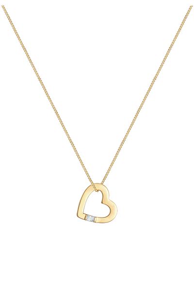 ELLI Necklace Women Heart Pendant Love With Zirconia Crystals In 925 Sterling Silver