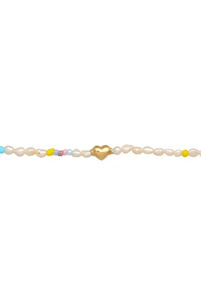 ELLI Necklace Ladies Heart With Smiling Face Trend With Freshwater Cultured Pearls 925 Sterling Silver Go