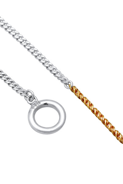 ELLI Dámský náramek Curb Chain Circle Bar Bi-Color ze sterlingového stříbra 925