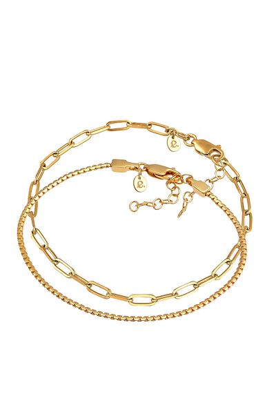 ELLI Bratara dama Links Set de baza de 2 in argint 925 placat cu rodiu