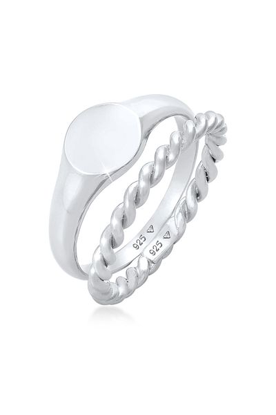 ELLI Inel Doamnă Inel Signet Duo Basic Trend În Argint Sterling 925