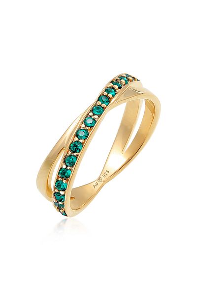 ELLI Ring Ladies Stack Wrapped Elegant Set With Glass Crystals In 925 Sterling Silver Gold Plated