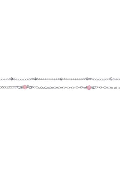 ELLI Halskette Damen Layer Filigran Trend Mit Rosenquarz Perlen Aus 925 Sterling Silber