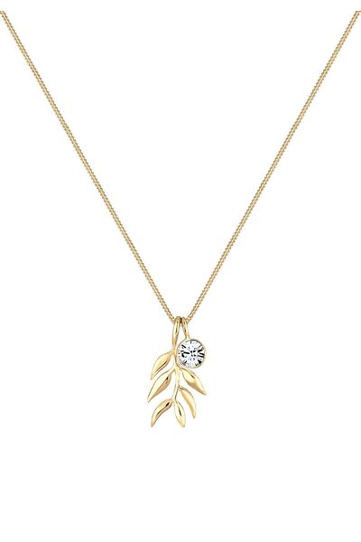ELLI Necklace Ladies Olive Leaf Branch With Crystal In 925 Sterling Silver